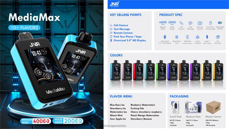 JNR MediaMax 40.000 Puff 882F619 Miami-Minze JNR vape bestellen