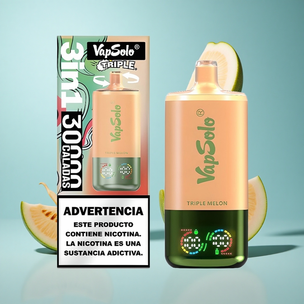 VapSolo Triple 30000 Züge Einweg-Vape Dreifach-Melone Typ-C
