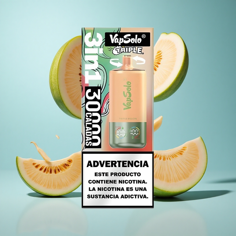 VapSolo Triple 30000 Züge Einweg-Vape Dreifach-Melone Typ-C