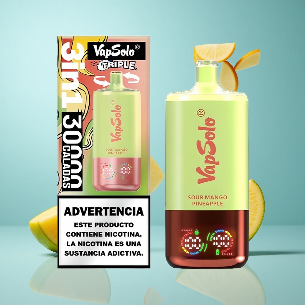 VapSolo Triple 30000 Züge Einweg-Vape Saure Mango-Ananas