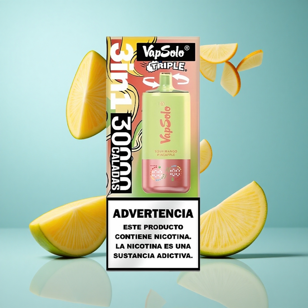 VapSolo Triple 30000 Züge Einweg-Vape Saure Mango-Ananas