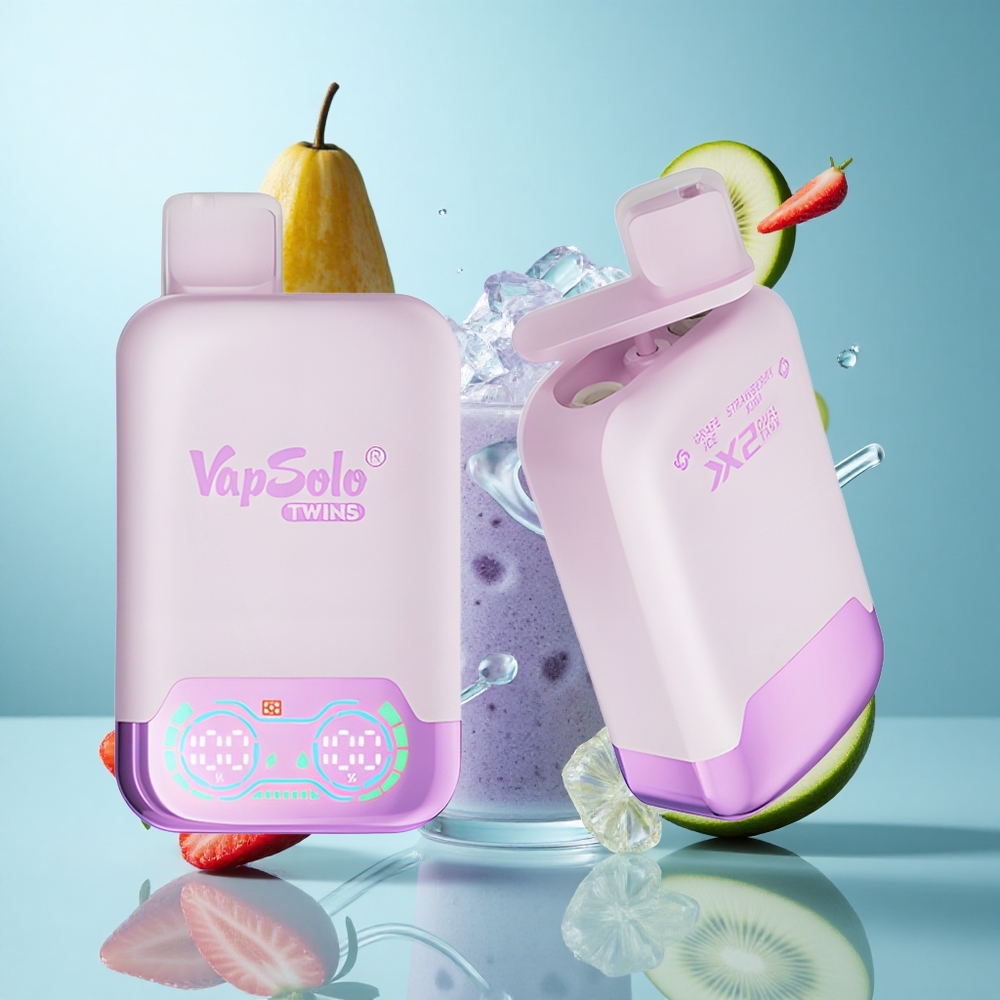 Vapsolo Twins 20000 Züge Einweg-Vape Traube-Eis & Erdbeer-Kiwi mit Typ-C-Ladung