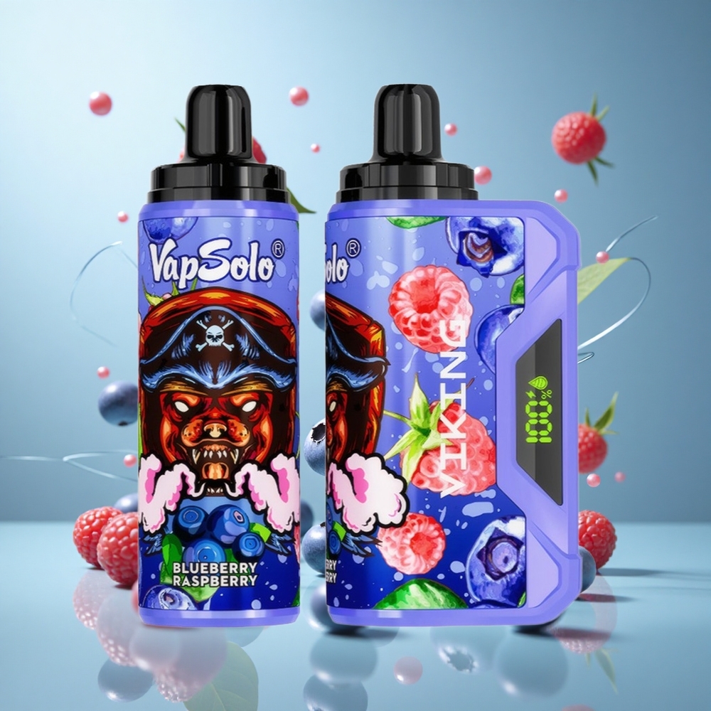 VapSolo VIKING 12000 Züge Einweg-Vape Blaubeere Himbeere mit Typ-C-Ladeanschluss
