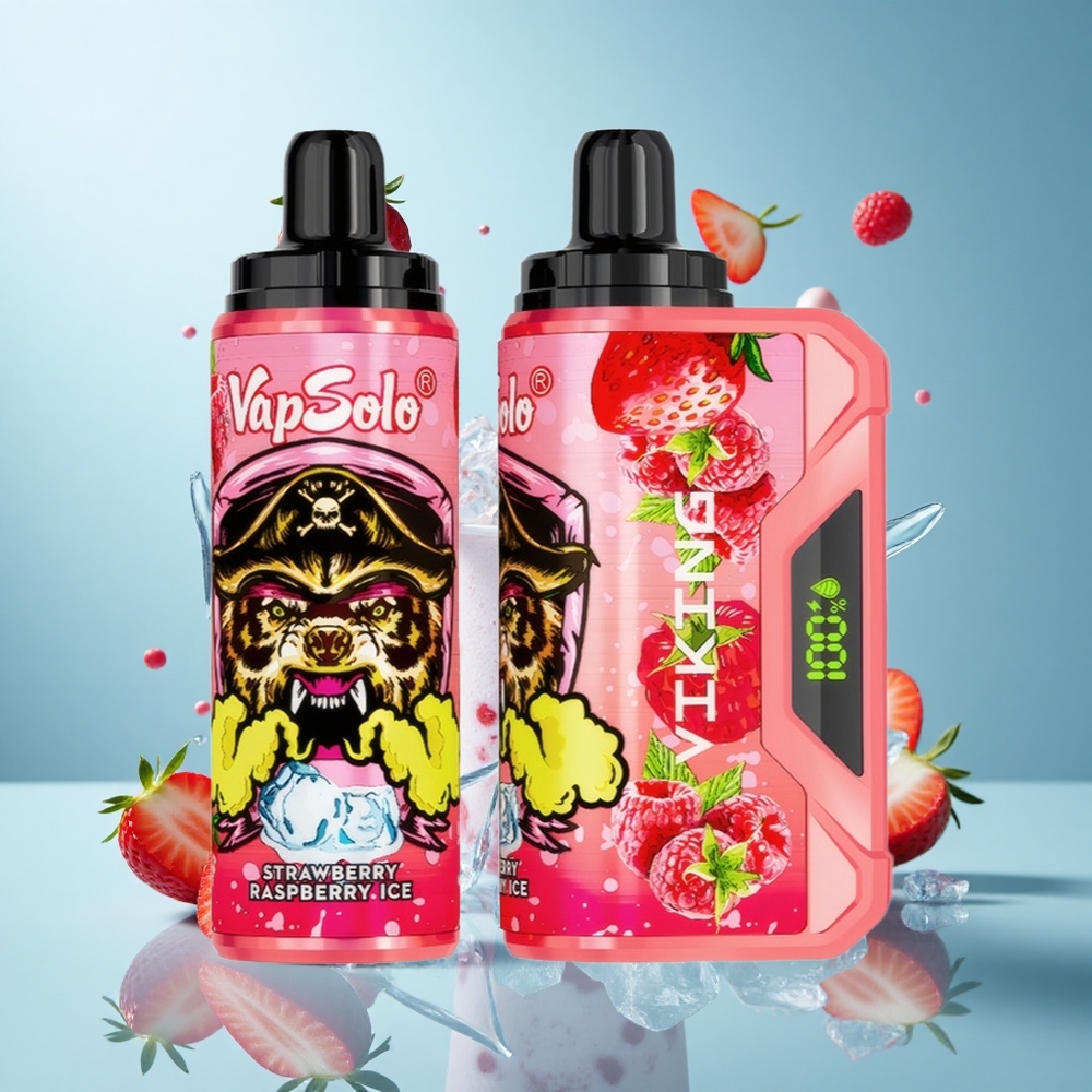 VapSolo VIKING 12000 Züge Einweg-Vape Erdbeere Himbeere Eis 22ml E-Liquid